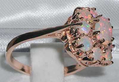 9ct Rose Gold Fiery Opal & Amethyst Ring